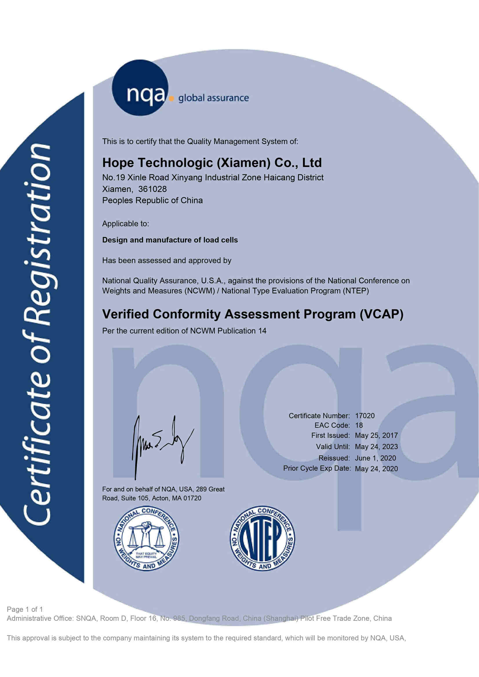 Certificato VCAP